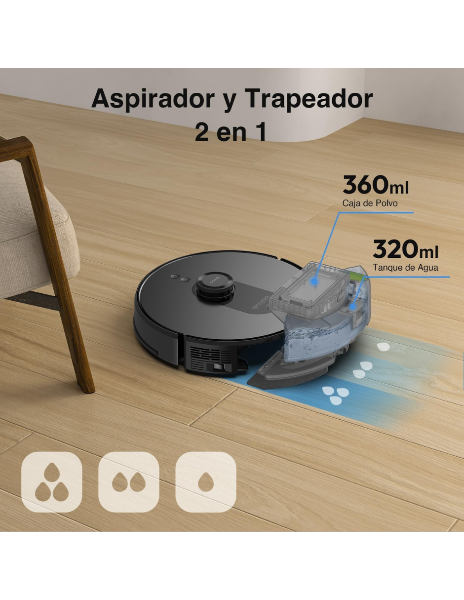 Aspiradora Robot Inteligente Trapeadora App Sensor Laser 360