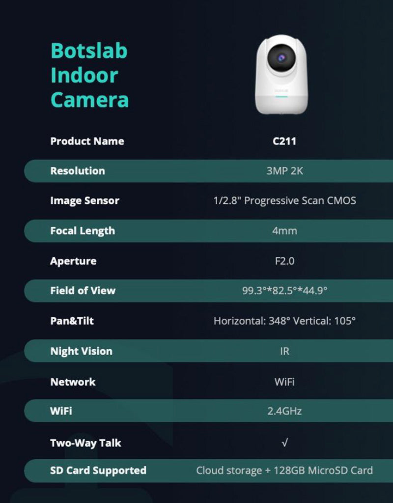 Cámara de Seguridad Inteligente para Interiores Graba en 2K C211